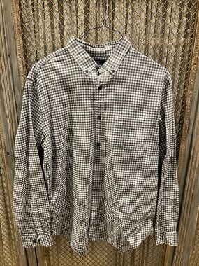 Banana Republic Black and White Gingham Button-Down Shirt